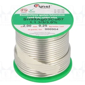 Arame de Solda, Sn99ag0,3cu0,7, 2mm, 250g, Sem Ch.