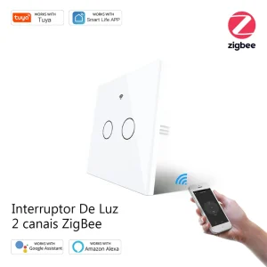 Interruptor de Luz 2 Gang Zigbee Touch de Parede Z