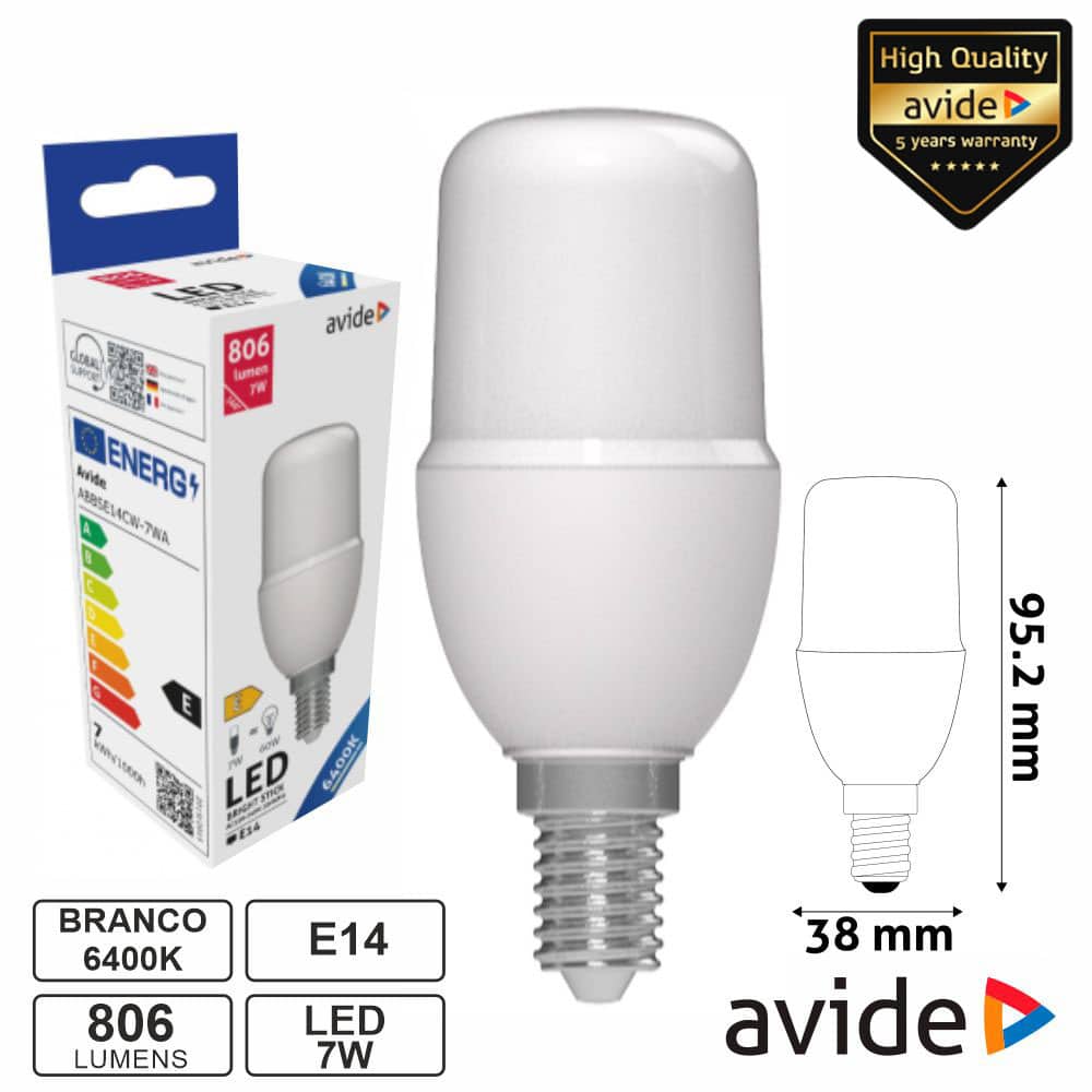 ABBSE14CW-7WA Lampada led E14 stick T37 7W 230V 6400K 806LM