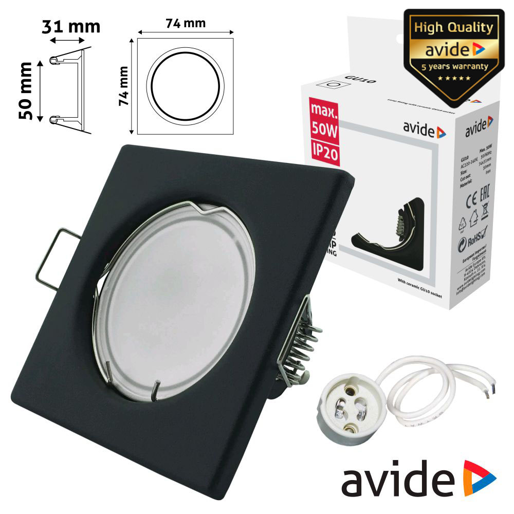 ARO QUADRADO FIXO ANTRACITE P/ MR16-GU10 AVIDE