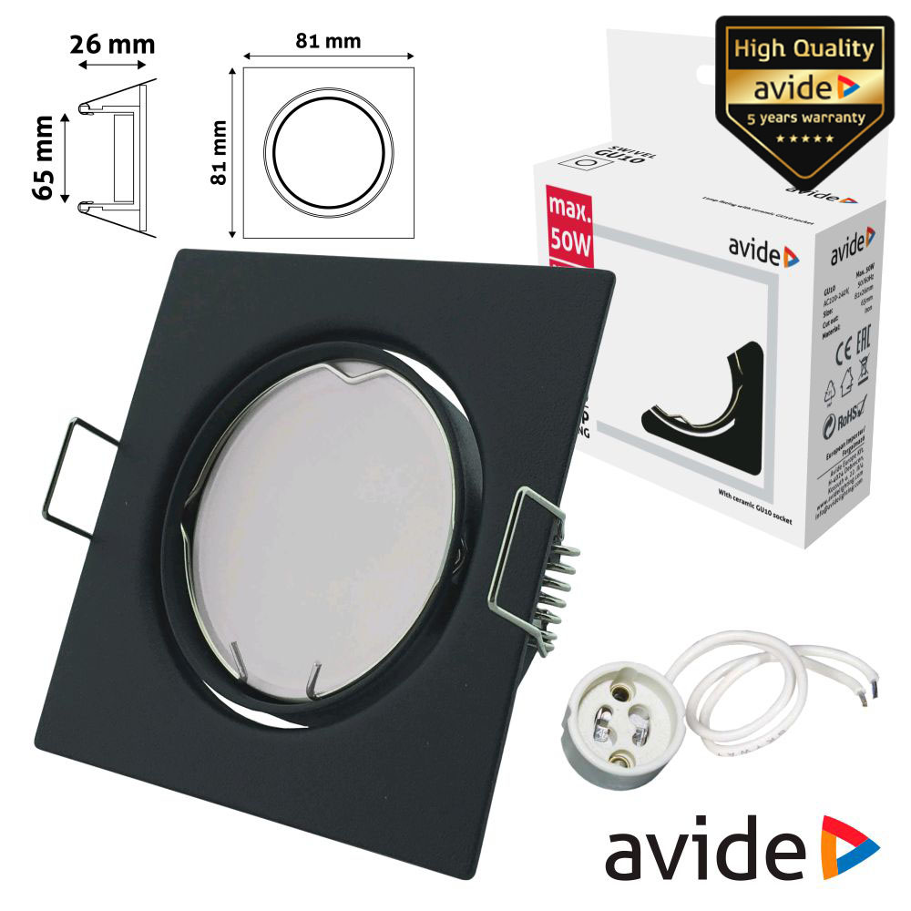 ARO QUADRADO AJUSTÁVEL ANTRACITE P/ MR16-GU10 AVIDE