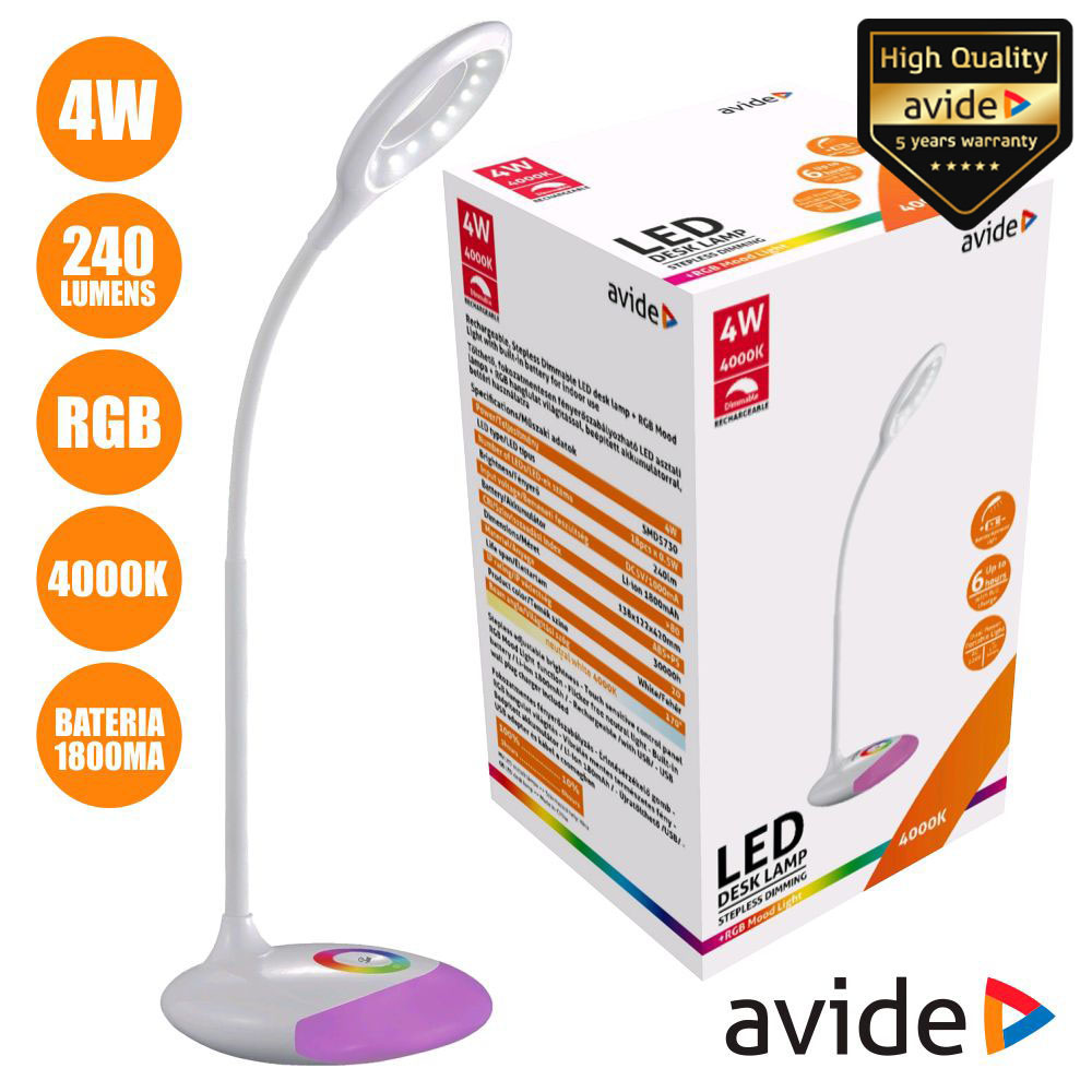 CANDEEIRO DECORATIVO LED DIMÁVEL BAT 4000K+RGB 240LM AVIDE