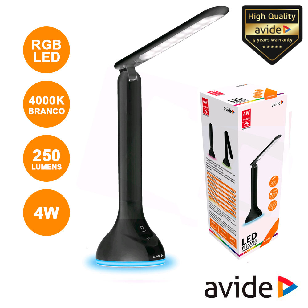 CANDEEIRO DECORATIVO LED 4W 4000K C/ BASE RGB 250LM AVIDE