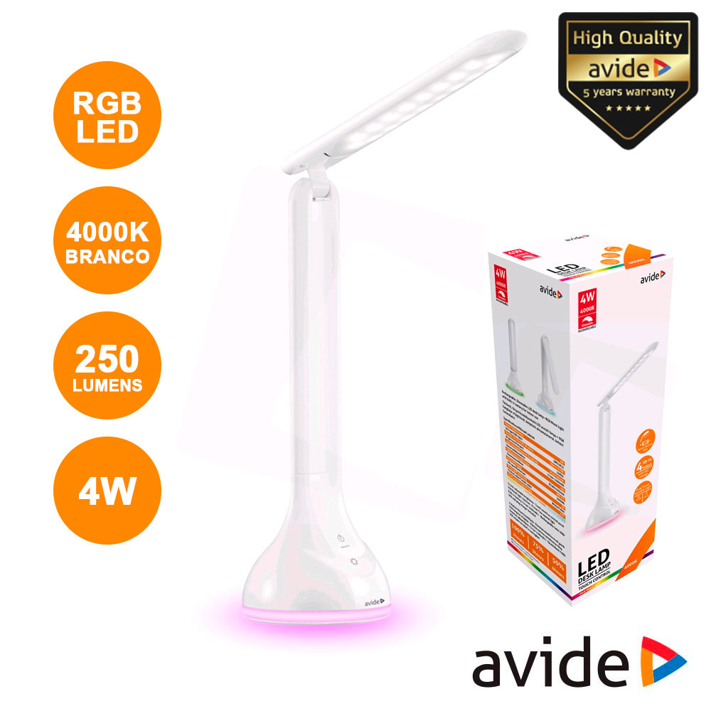 CANDEEIRO DECORATIVO LED 4W 4000K C/ BASE RGB 250LM AVIDE