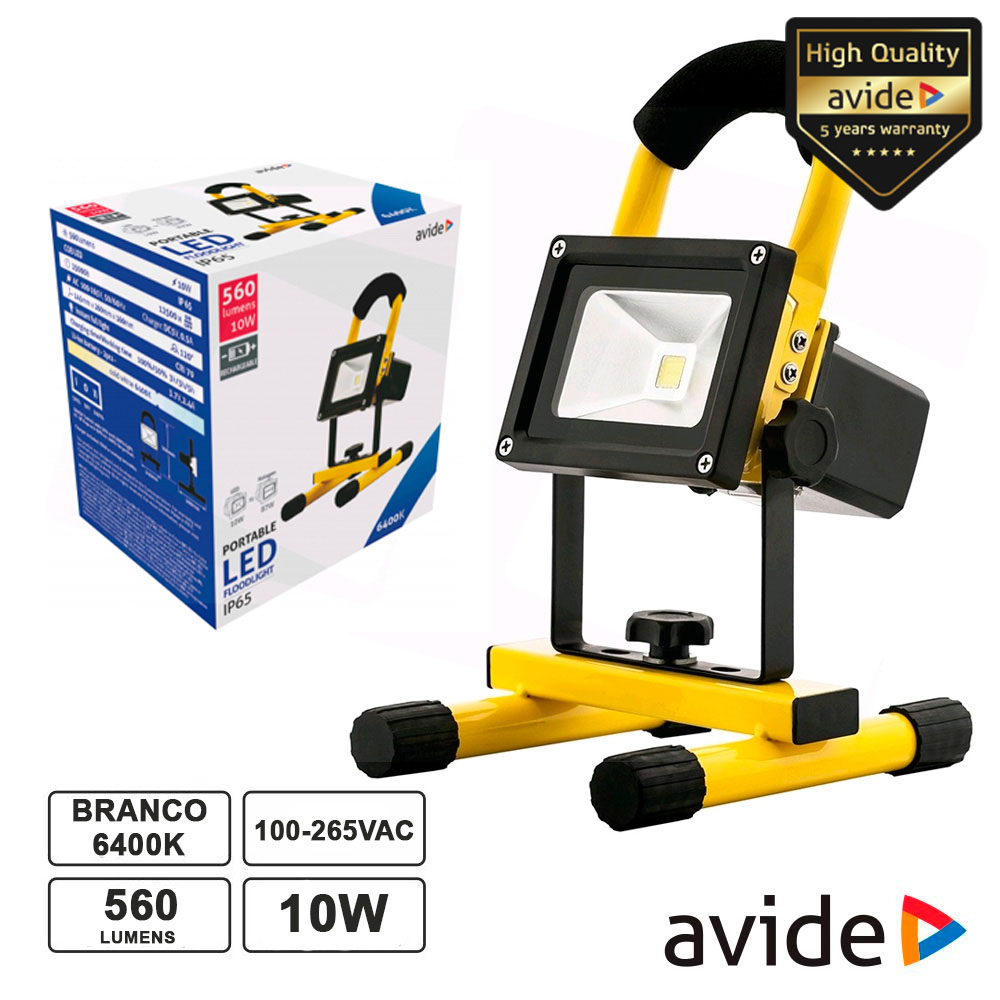 FOCO LED 10W 230V BATERIA 6400K 560LM IP65 AVIDE
