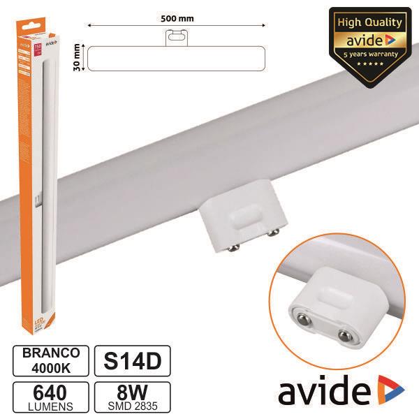 LÂMPADA TUBULAR 8W 50CM LEDS S14d 4000K 640LM AVIDE