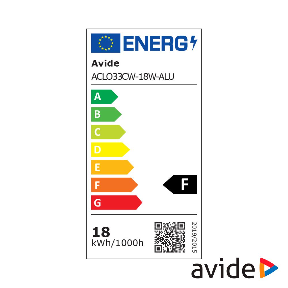 Aplique LED Redondo 18W 330mm 6400K 1700lm Pandora AVIDE