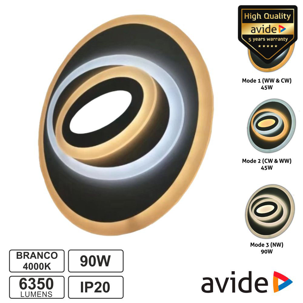 Candeeiro Decorativo LED 90W 3000K-4000K-6400K AVIDE