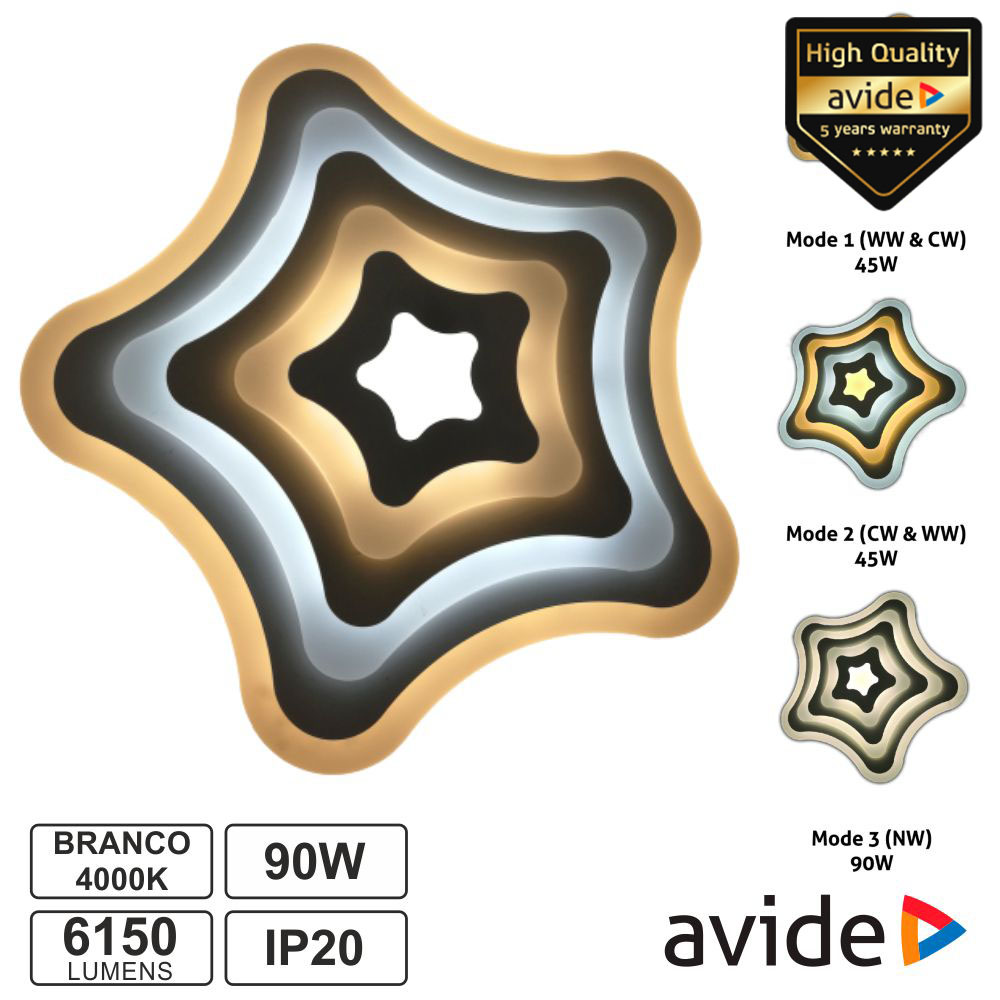 Candeeiro Decorativo LED 90W 3000K-4000K-6400K AVIDE