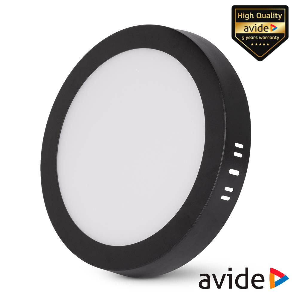 Painel Leds Redondo Superfície 18W 231mm CCT Preto AVIDE