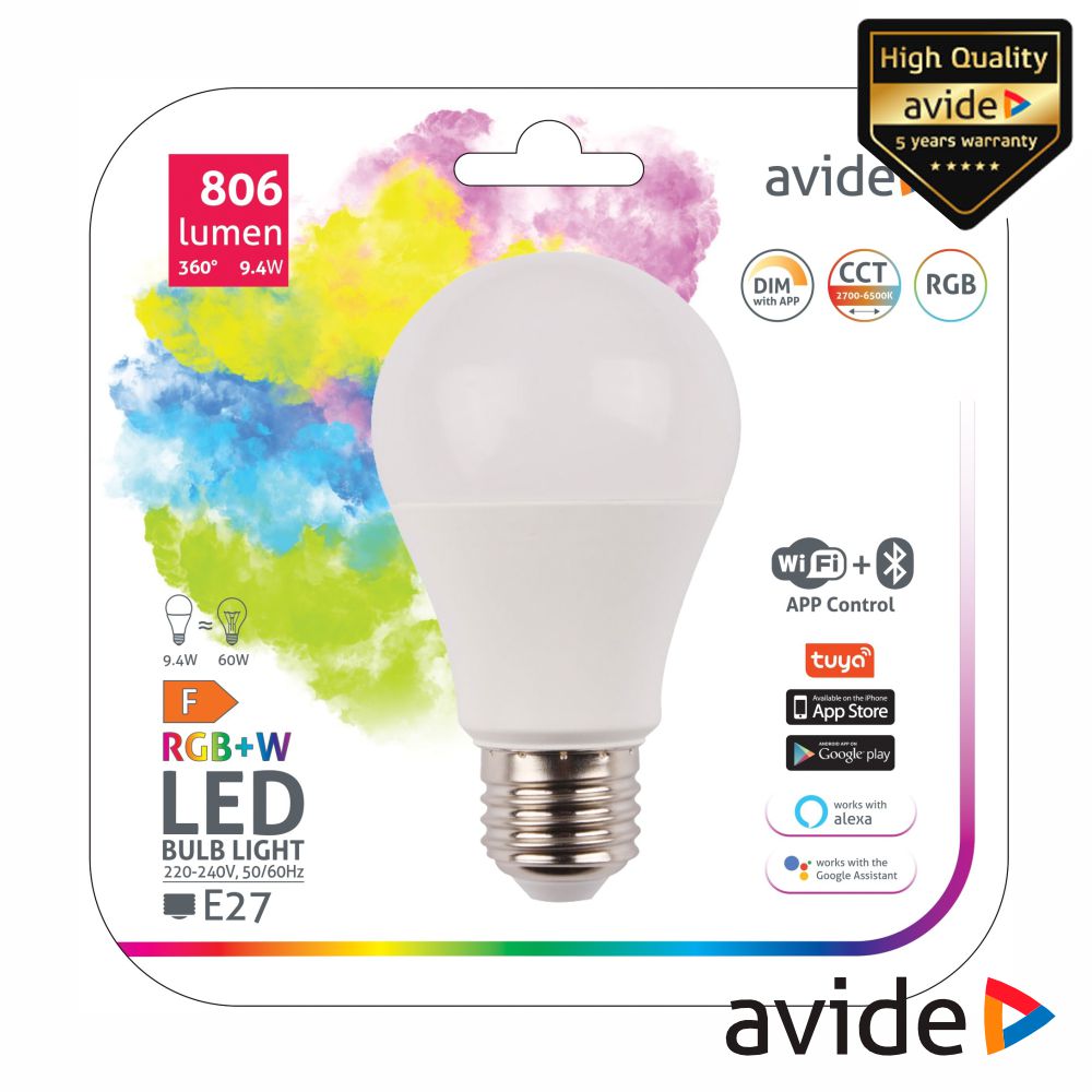 Lâmpada E27 9.4W 230V Globo RGBW CCT 806lm WiFi+BT