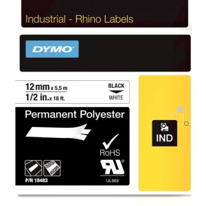 Dymo 18483, Preto Sobre Branco, Multicor, Poliést.