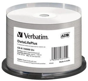 1x50 Verbatim Cd-R 80 / 700mb 52x Impresso Largo B