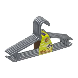 Conjunto 6 Cabides Duplos Grossos Cor Prateado Hi.