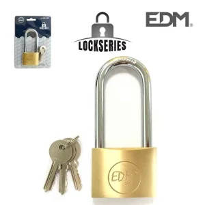 Cadeado Latão Arco Largo 50x80mm Blister