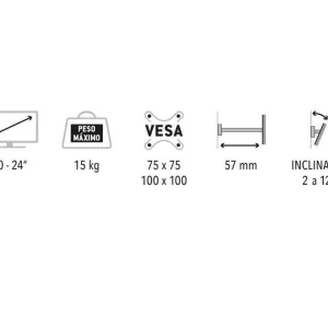 Suporte para Tv Led/Tft de 10 a 24 com Inclinac.