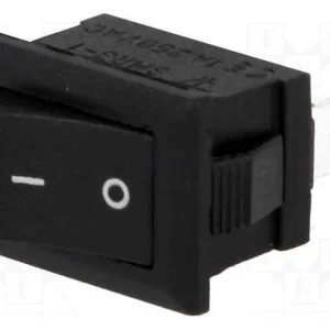 Rocker, Spst, Pos: 2, On-Off, 1a/250vac, Preto, N.