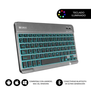 Subblim Teclado Smart Backlit Bluetooth Grey Pret.