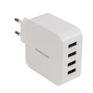 Carregador 4x Usb 5v / 2.4a (Branco) - Fonestar