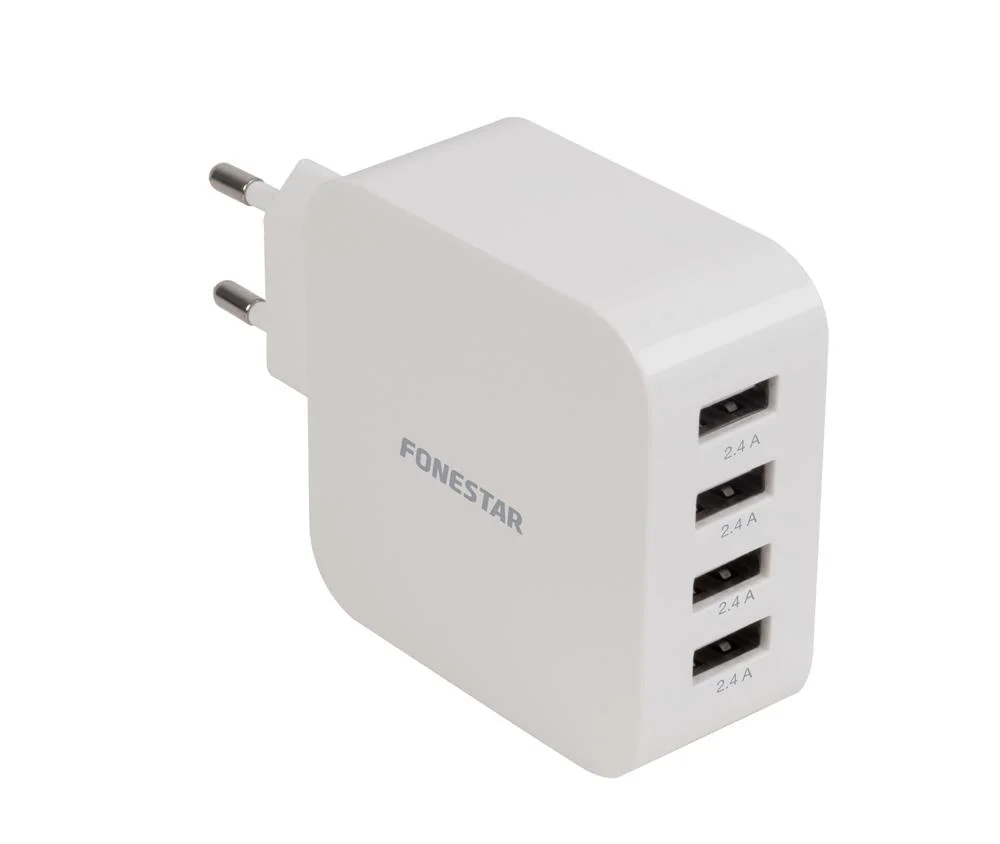 Carregador 4x Usb 5v / 2.4a (Branco) - Fonestar
