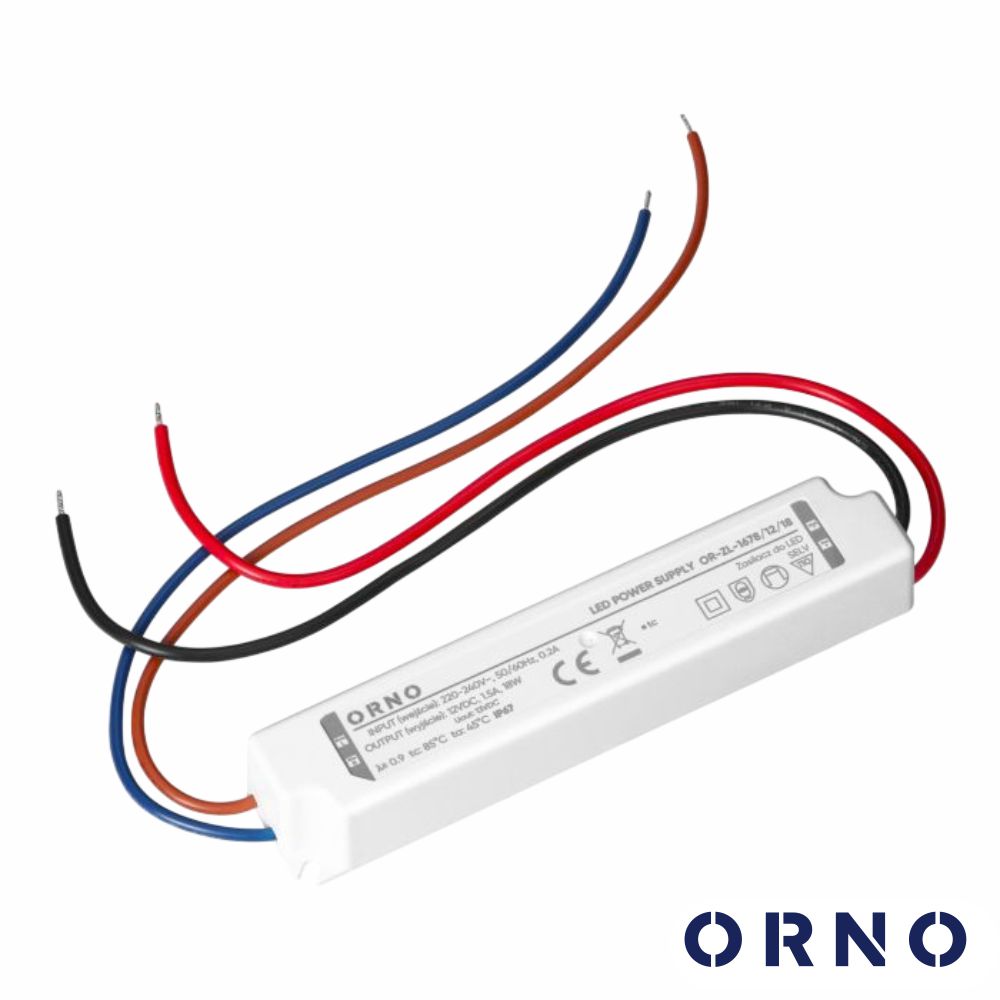 Fonte de Alimentação P/ Fitas LED 12V 18W 1.5A IP67 ORNO
