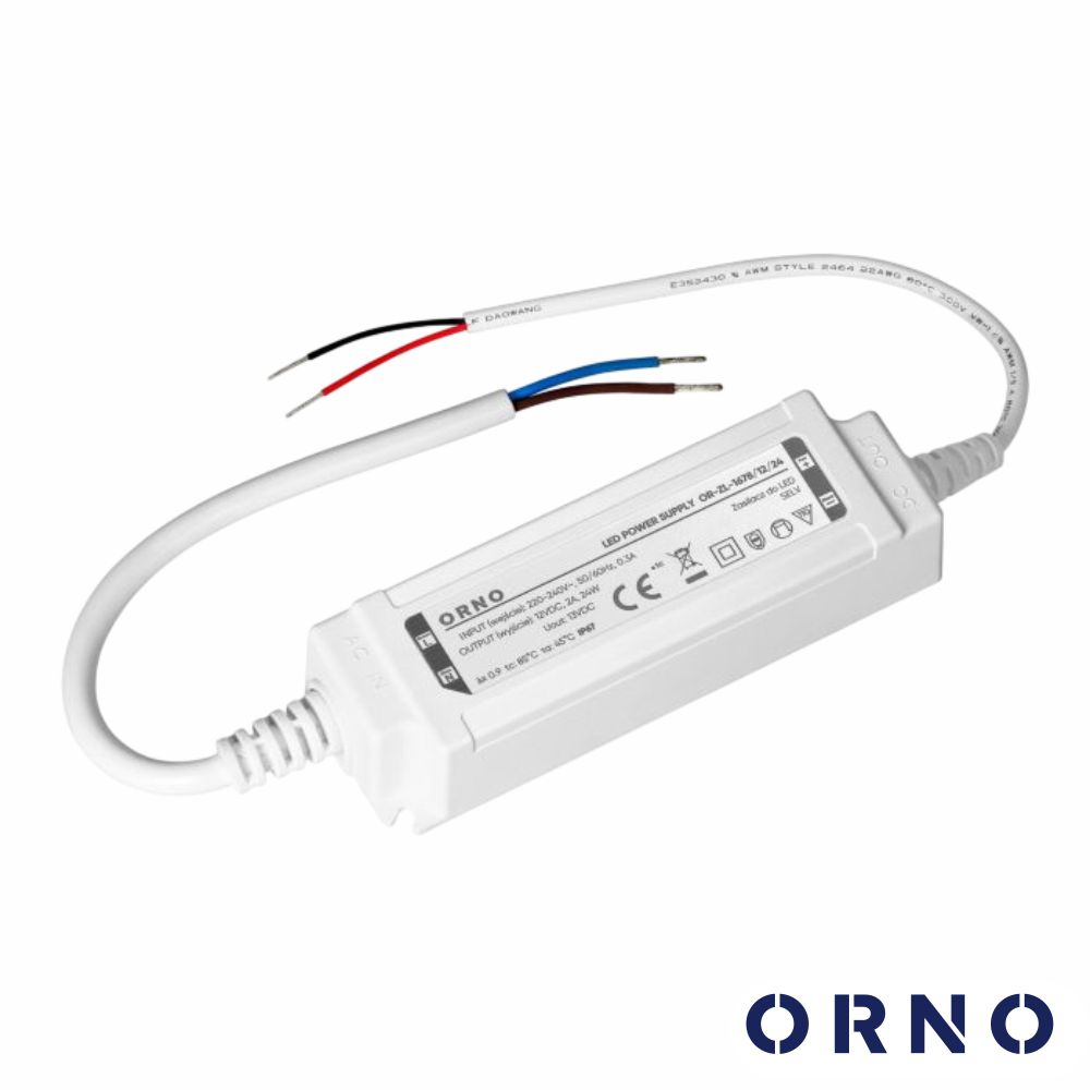 Fonte de Alimentação P/ Fitas LED 12V 24W 2A IP67 ORNO