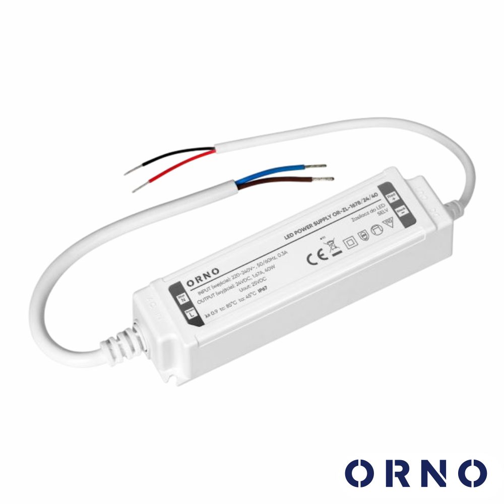 Fonte de Alimentação P/ Fitas LED 24V 40W 1.67A IP67 ORNO