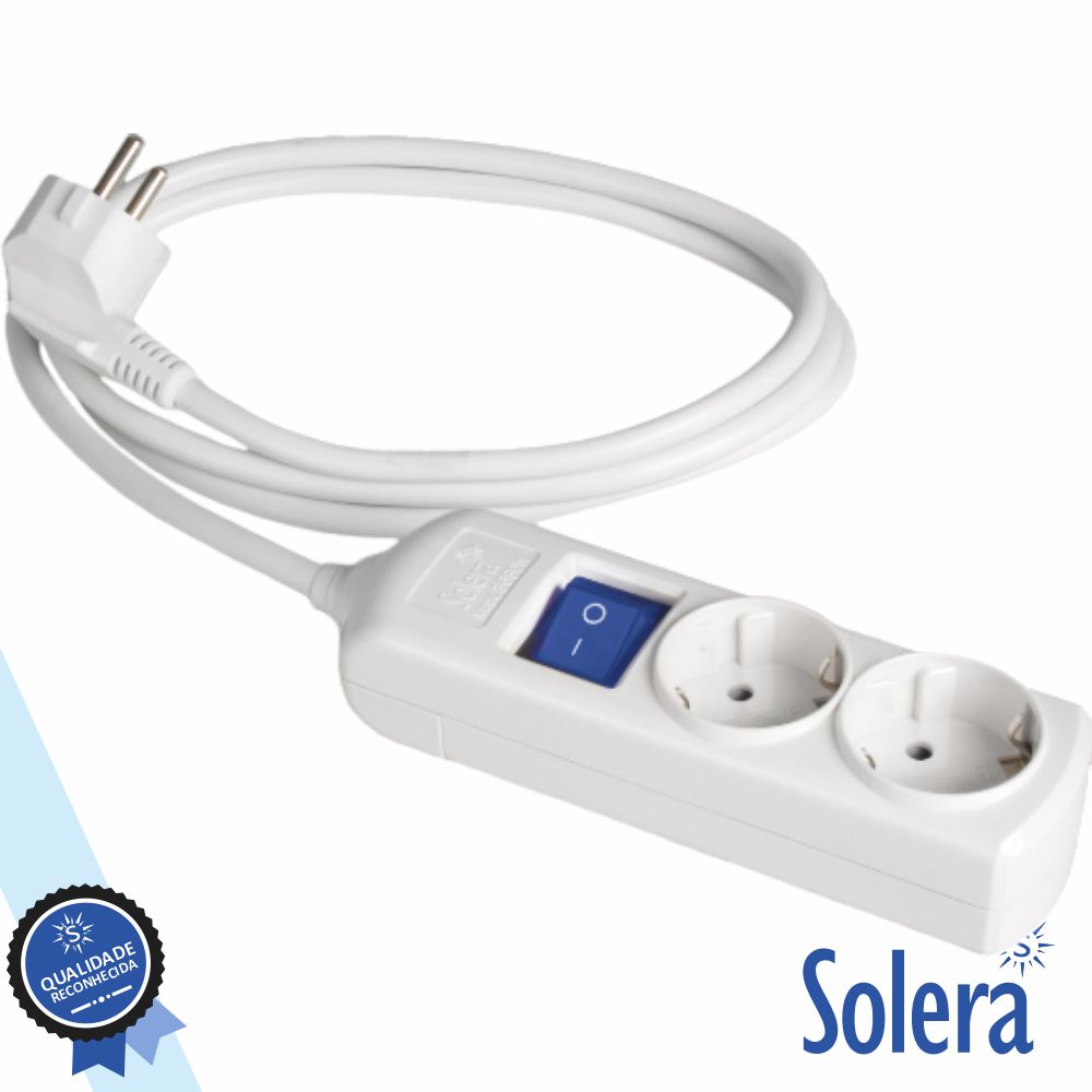 Extensão Elétrica 2x Schuko C/ Interruptor 3M Branco SOLERA
