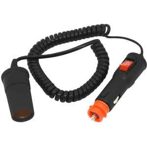 O700M/F xtensão de ficha isqueiro macho tipo powerlet + adapt. c/ interruptor >> isqueiro fêmea 55cm - (1.8m total)