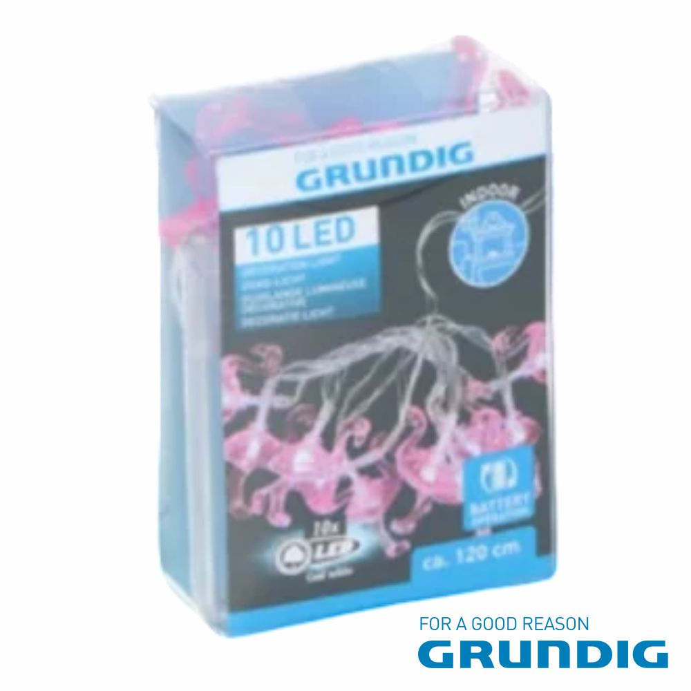 Luzes Decorativas Em Forma Flamingo C/ 10 LED GRUNDIG