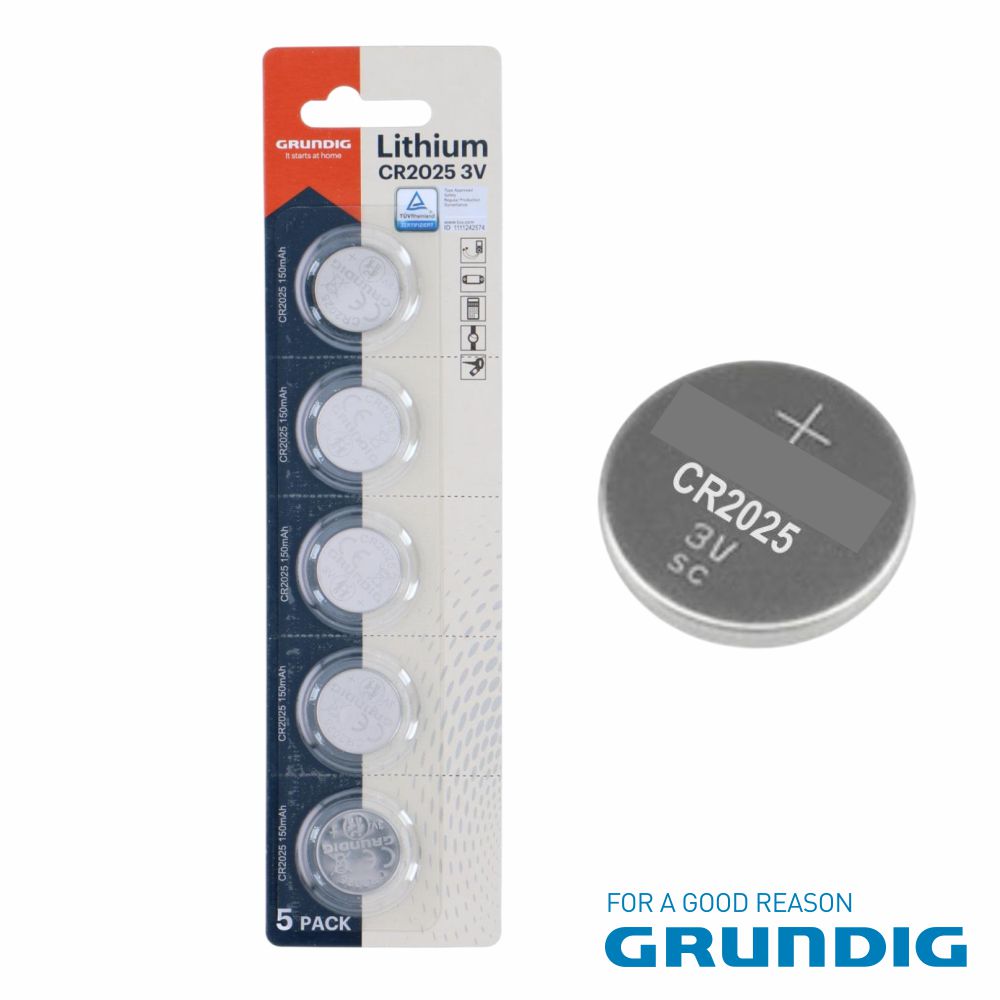 Pilha Lítio Botão CR2032 3V 200mAh 5x Blister GRUNDIG