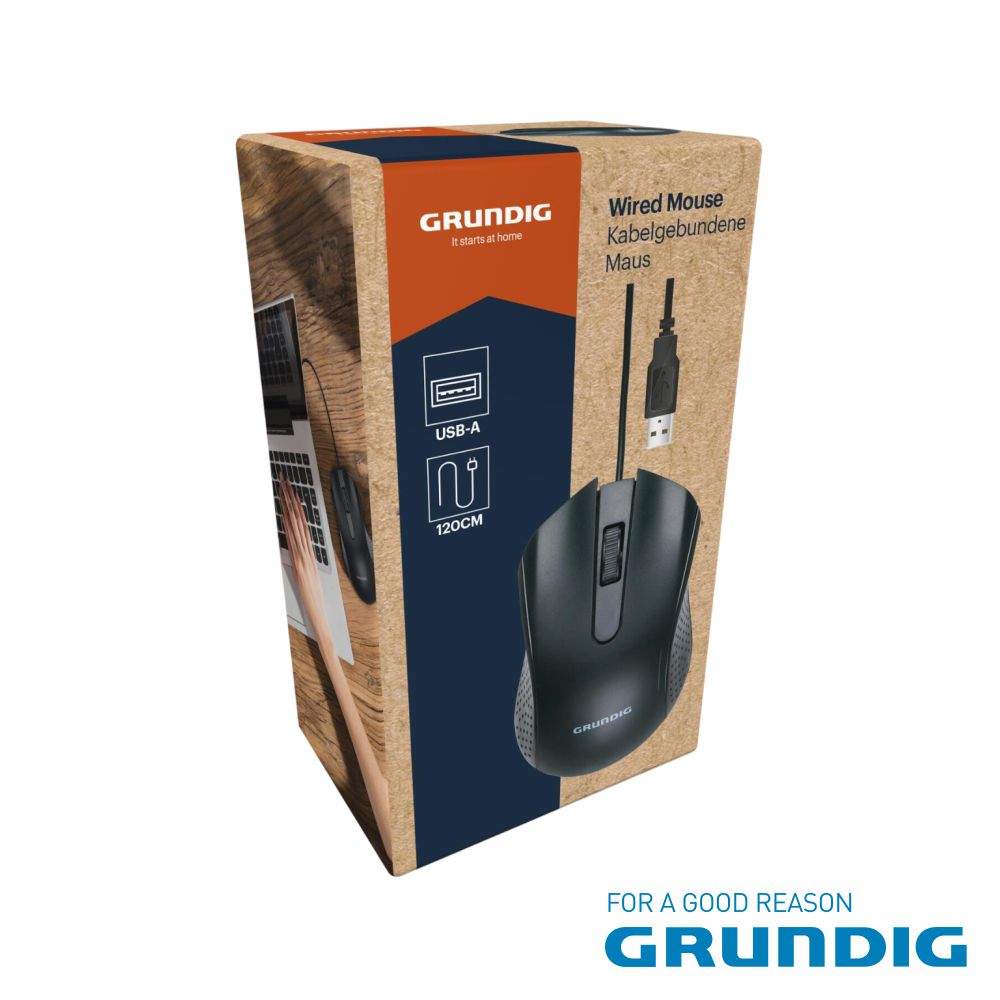 Rato Óptico C/ Cabo USB-A Preto GRUNDIG