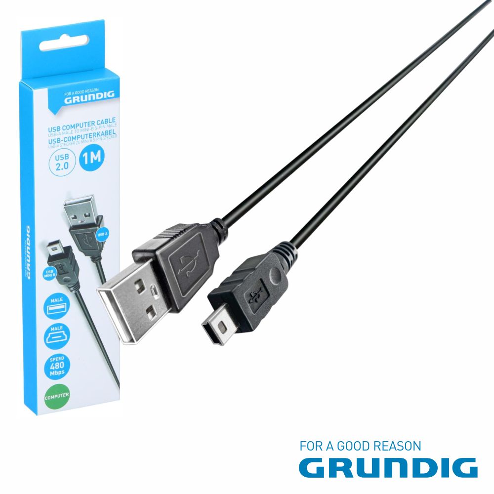Cabo USB-A 2.0 Macho / Mini USB-B Macho 1m GRUNDIG