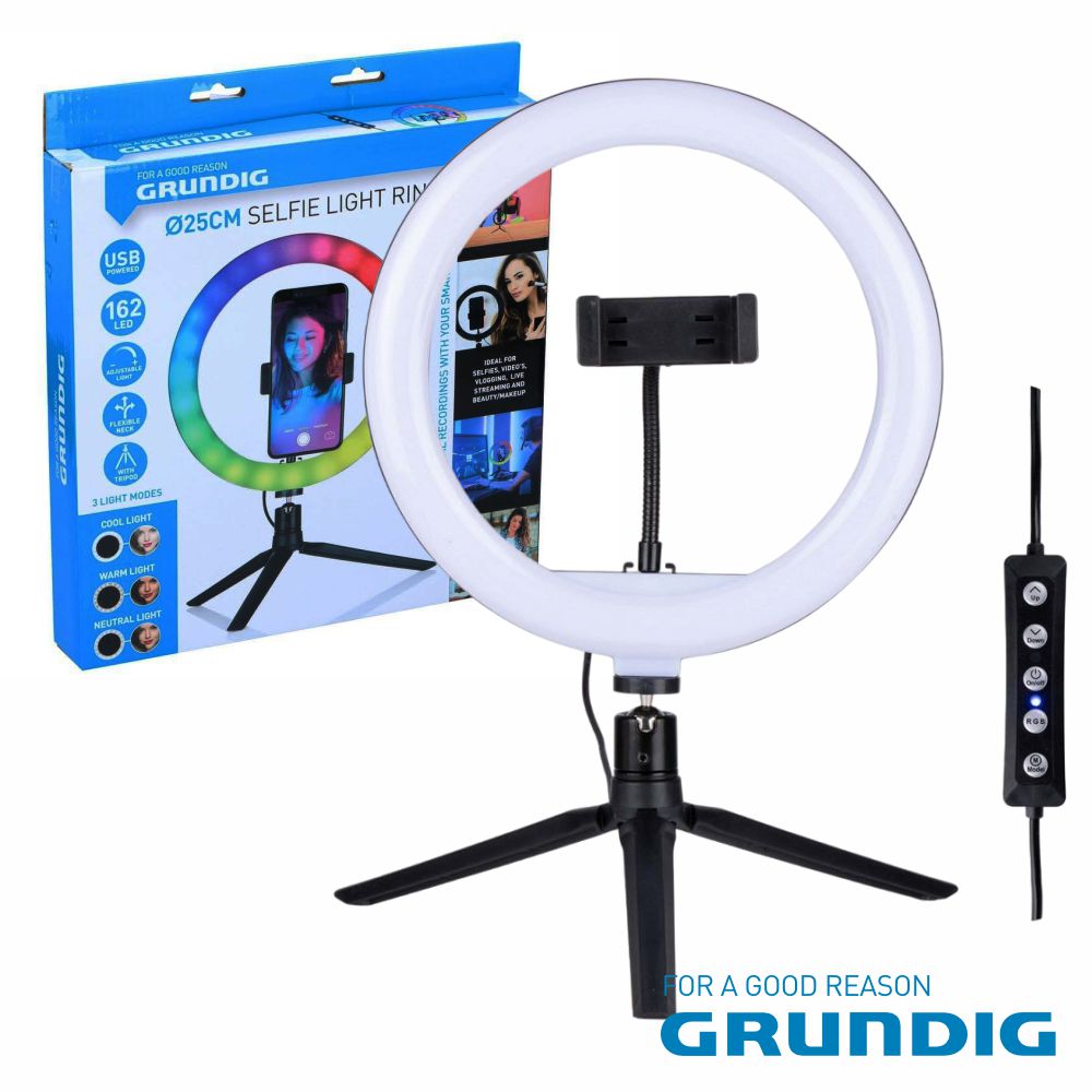 Ring Light Candeeiro de Estúdio 10" RGBW GRUNDIG