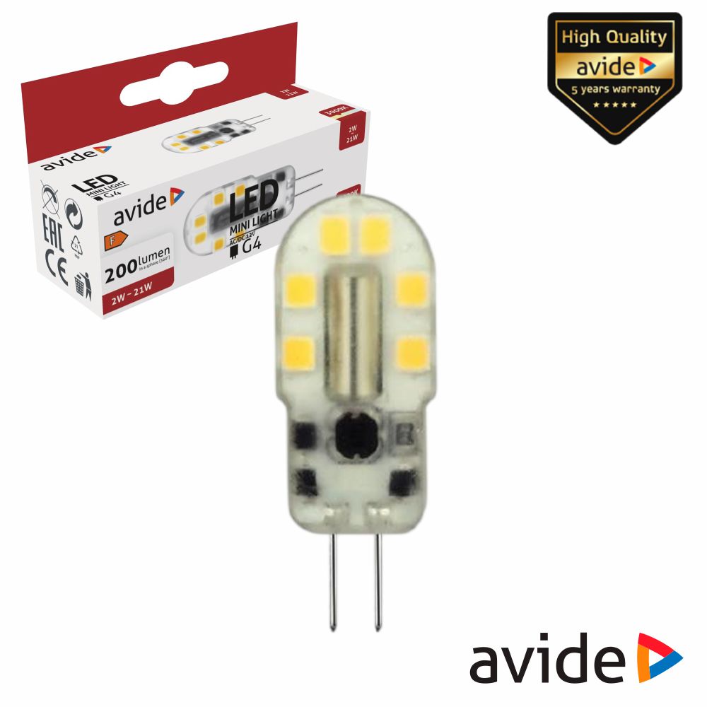 Lâmpada LED G4 2W 12V 3000K 200lm AVIDE