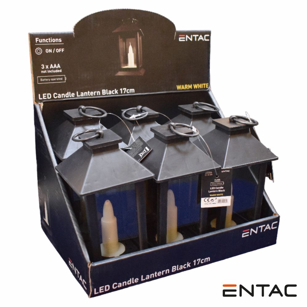 Expositor C/ 6 Candeeiros Decorativos LED 17cm Preto