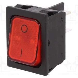 Rocker, Dpst, Pos: 2, On-Off, 20a/250vac, Vermelh.
