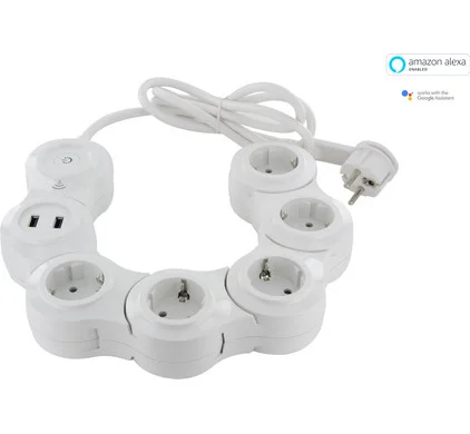 Bloco 5 Tomadas 5x16a Wifi Snake Branco 1.5m
