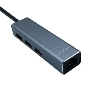 Hub Usb-C - 3x Usb 3.2 + 1 Rj-45 Cinzento - Aisens