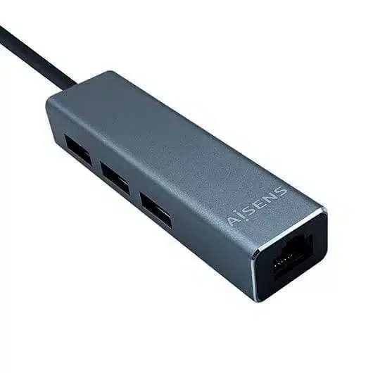 Hub Usb-C - 3x Usb 3.2 + 1 Rj-45 Cinzento - Aisens