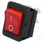 Rocker, Dpst, Pos: 2, On-Off, 16a/250vac, Vermelh.