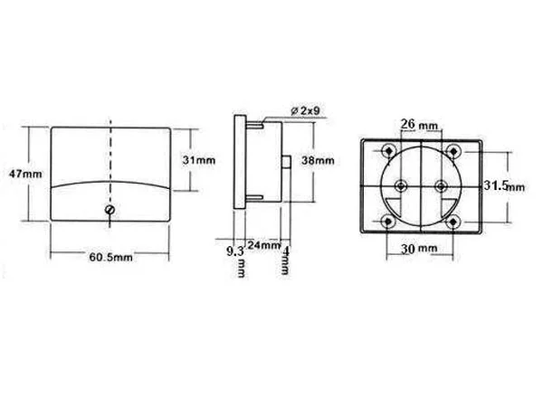 Voltímetro de Painel 150v Ac (60x47mm)