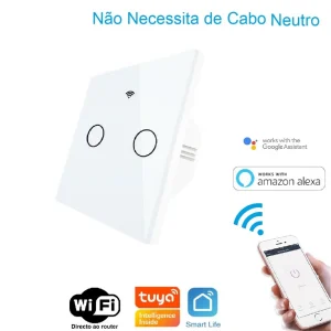 Interruptor Wifi + Rf433 de Parede Touch Vidro 2ch
