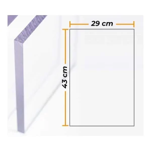 Placa de Policarbonato Transparente 4mm - 29x43cm.