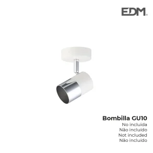 Foco 1 Lâmpada Branco Osso + Prata Moon Edm