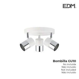 Foco 3 Lâmpadas Branco Osso + Prata Moon Edm