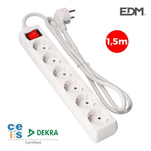 Extensão Elétrica 6 Tomadas 1,5m Branco C/Int