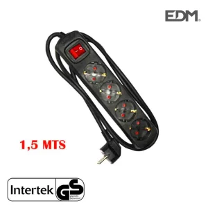 Extensão Elétrica 4 Tomadas 1,5m Preto C/Int