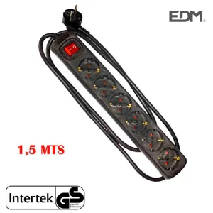 Extensão Elétrica 6 Tomadas 1,5m Preto C/Int