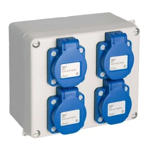 Caixa Estanque Montada com 4 Bases Schuko